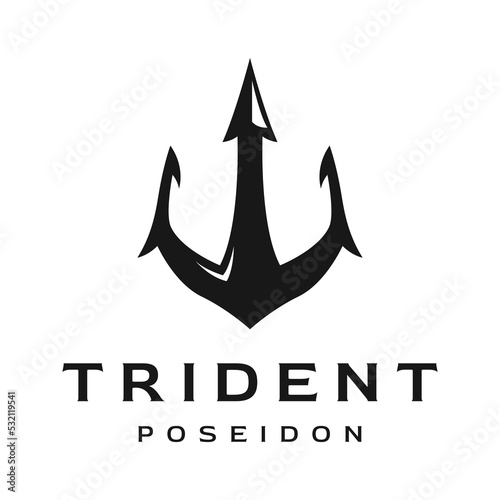 Simple vintage poseion trident spear template Logo design.