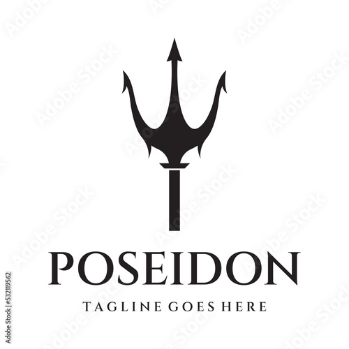 Simple vintage poseion trident spear template Logo design.