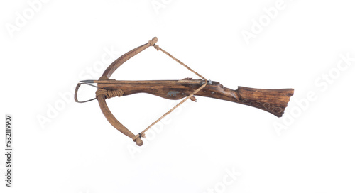 Fényképezés ancient crossbow isolated on white background