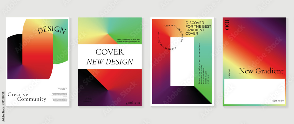 Abstract fluid gradient background vector. Futuristic style cover template with geometric shapes, retro color, gradient lines. Modern wallpaper design for banner, poster, flyer, presentation, card.
