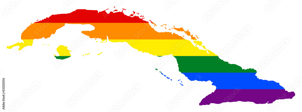 Cuba map with pride rainbow LGBT flag colors Stock Illustration | Adobe ...