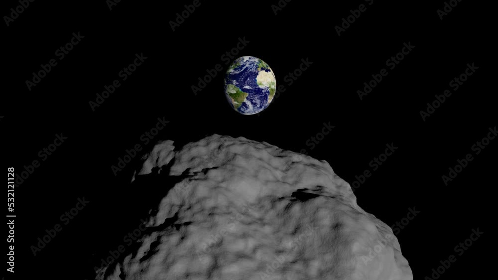 Vídeo planeta Tierra y asteroide, meteorito. cometa. bis 4K