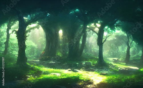Print op canvas Eternal Legendary Forever Majestic Deep Forest Life Trees