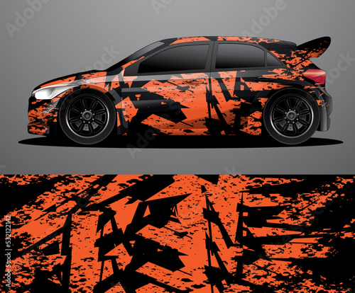 Rally car decal graphic wrap vector, abstract background
