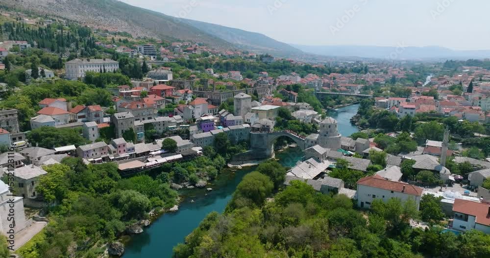 Aerial view of Mostar in Bosnia and Herzegovina Aerial view of Mostar in Bosnia and Herzegovina