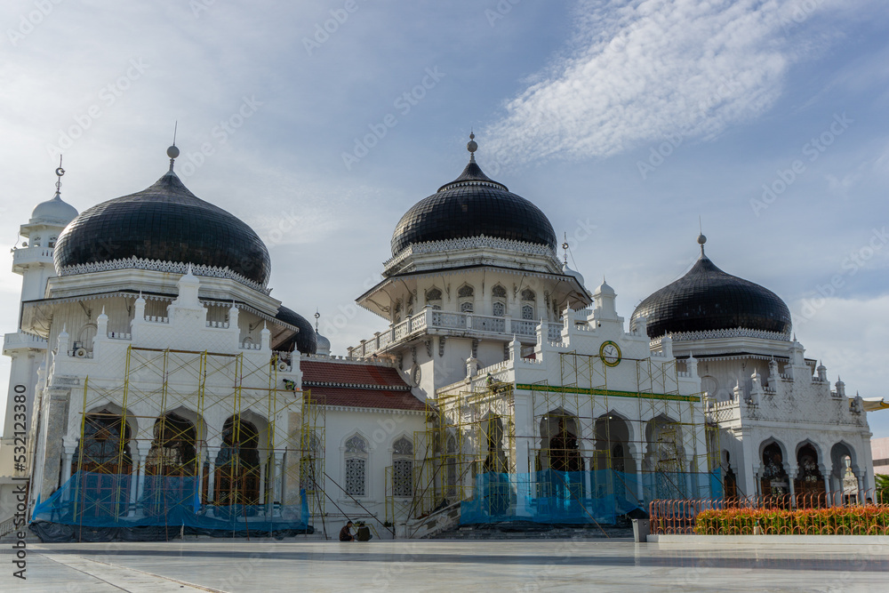 Baiturrahman grand mosque tower located in Banda Aceh, Indoenesia