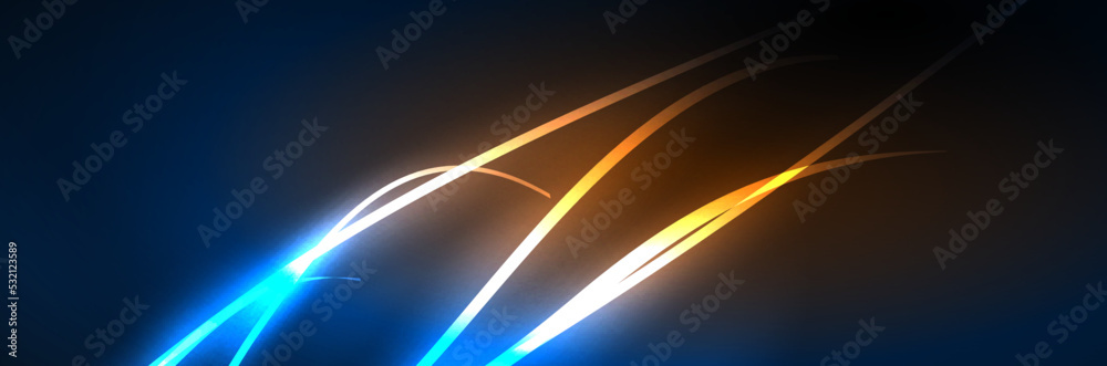 Blue neon glowing lines, magic energy space light concept, abstract background wallpaper design Blue neon glowing lines, magic energy space light concept, abstract background wallpaper design