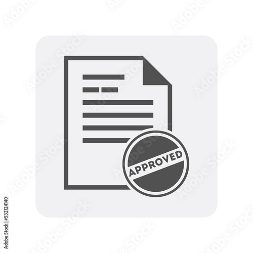 Creditworthiness icon with document sign. Credit score symbol, financial history, commercial bank pictogram isolated vector illustration