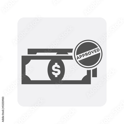 Creditworthiness icon with money banknote sign. Credit score symbol, financial history, commercial bank pictogram isolated vector illustration