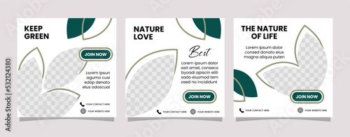 Minimalist Green Social media post template with save the Earth