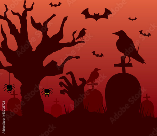 ravens and bats in cemetery