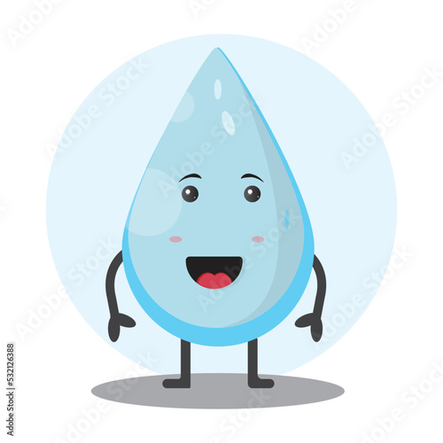 raindrop cartoon character mascot happy splash cute smile vector illustration