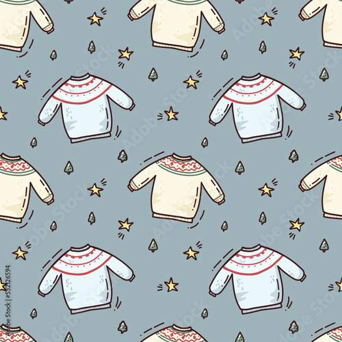 Seamless pattern with cute pullowers