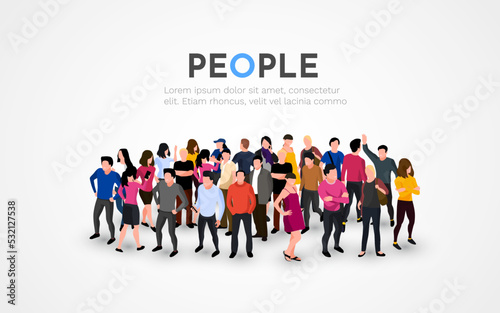 Large group of people on white background. People crowd concept.