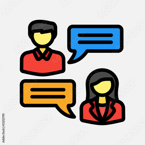 Conversation icon in filled line style about communication, use for website mobile app presentation