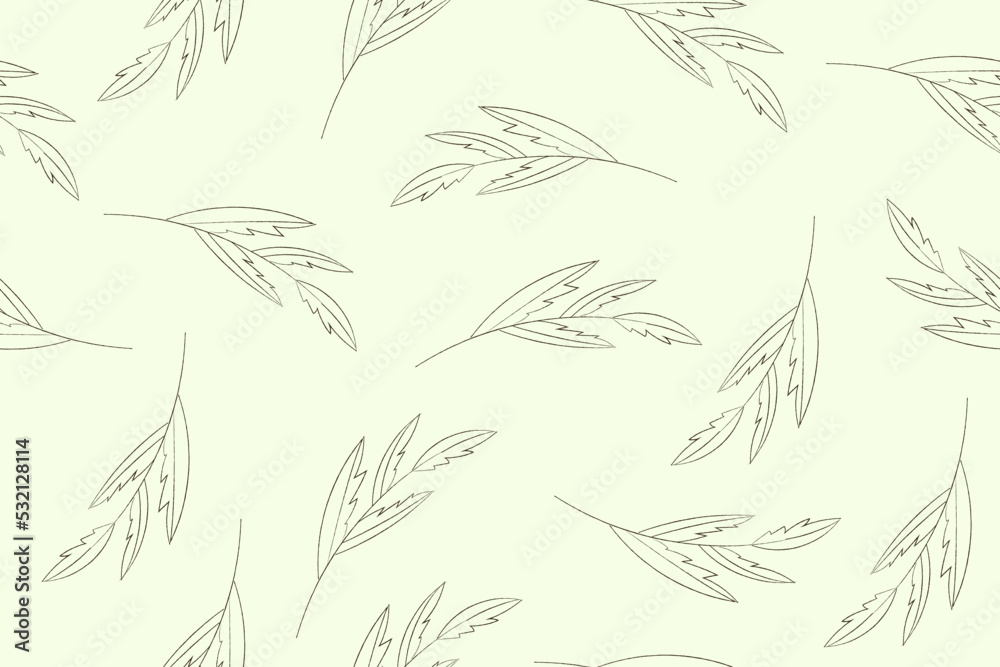 Simple retro leaves botanical seamless pattern on beige background