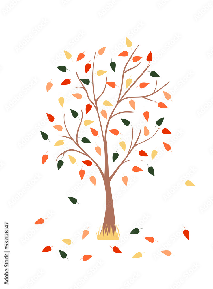 autumn tree with leaf for your design