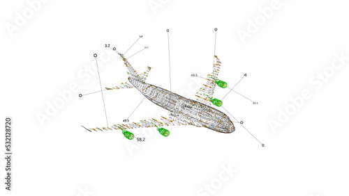 Airplane HUD Scanning. Aircraft Visualization