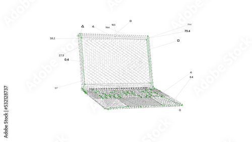 Laptop Model UI Screen. Computer Scanning HUD