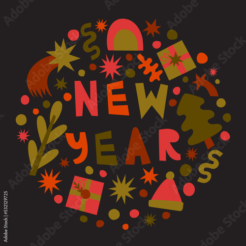New Year greeting card design vector illustration