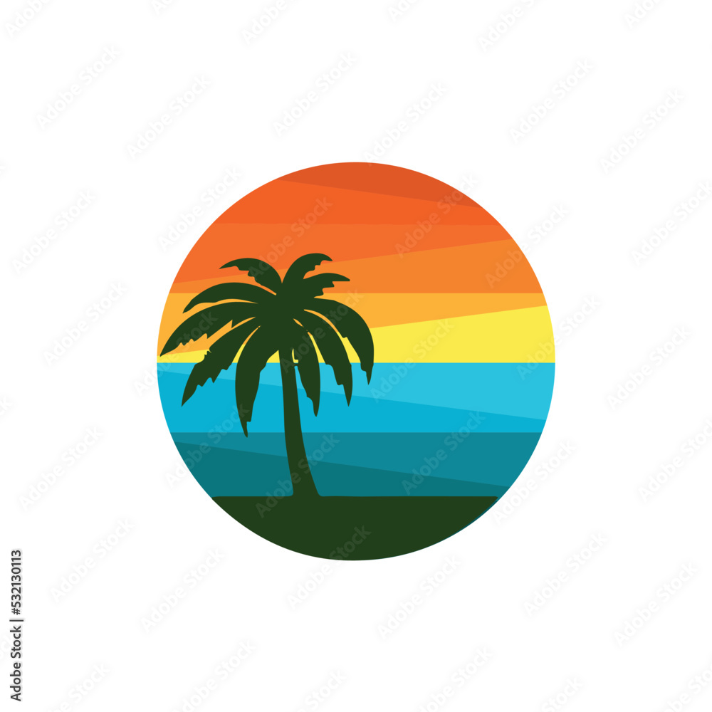 Palm trees, sun and ocean
