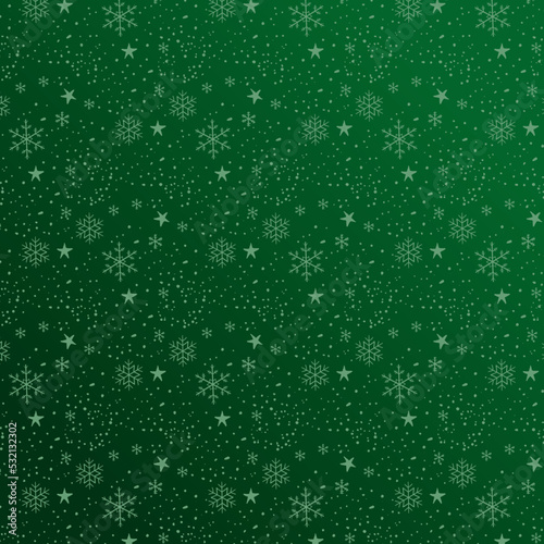 Christmas green snowflake background. Vector illustration
