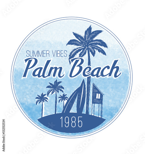 Summer vibes .Palm beach.Surfer t shirt print .