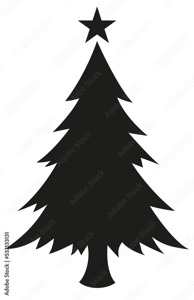 Obraz premium Christmas tree icon isolated. Christmas tree silhouette illustration isolated