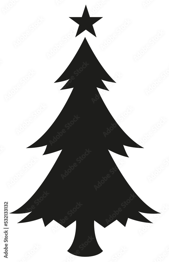 Obraz premium Christmas tree icon isolated. Christmas tree silhouette illustration isolated