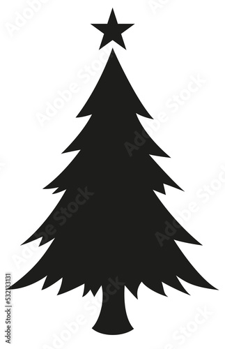 Christmas tree icon isolated. Christmas tree silhouette illustration isolated