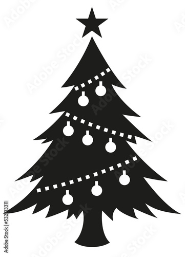 Christmas tree icon isolated. Christmas tree silhouette illustration isolated