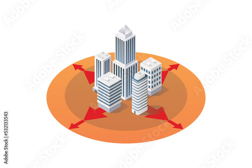 Isometric of expanded downtown district zone