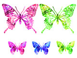 宝石みたいにキラキラした蝶のイラスト