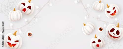 Halloween background, pumpkins set. Greeting card for party and sale. Autumn holidays. Vector illustration EPS10.