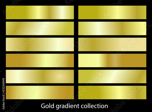 Metallic gold gradients set collection templates