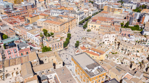 Aerial view of Vittorio Veneto square in Matera  Basilicata  Italy. It is the most important square in the city and is located in the historic center with a panoramic view of the Sassi of Matera.