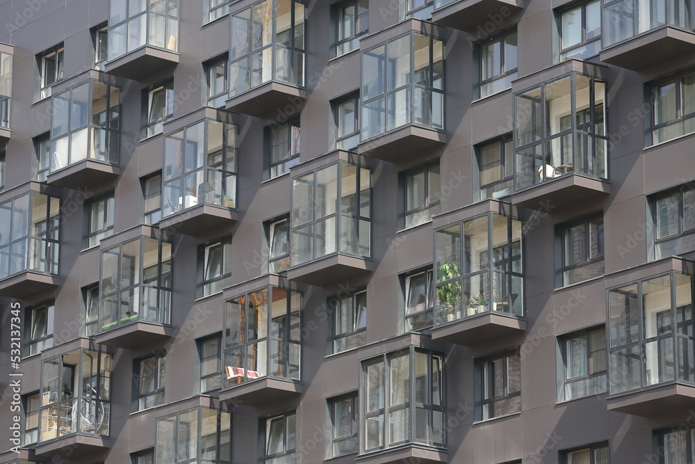 New building facade in housing complex 