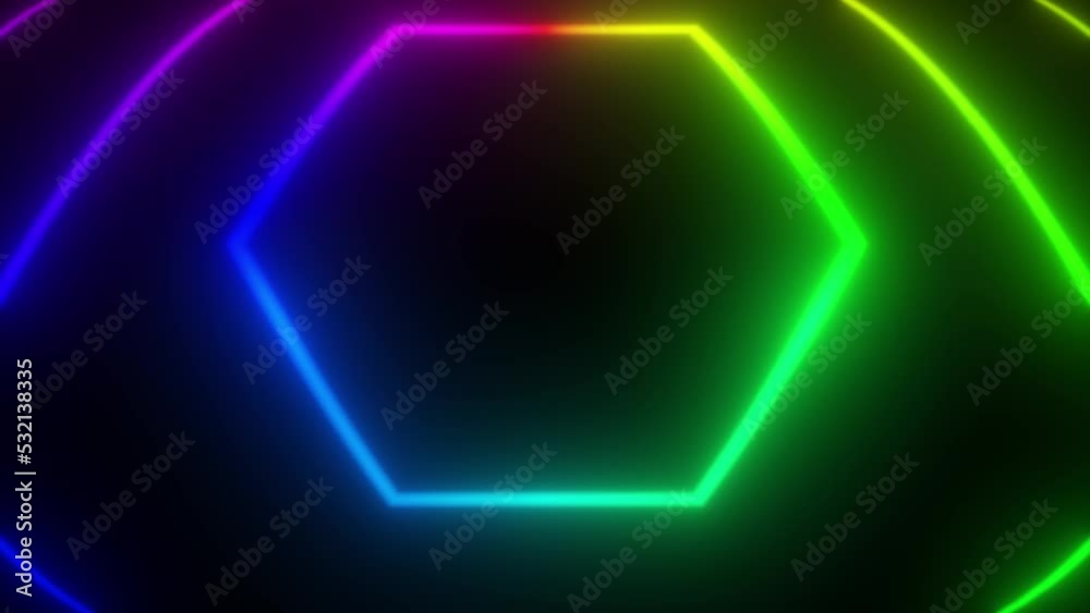Deep Glow Hexagonal Neon Lines Wave From Top Deep Glow Hexagonal Neon Lines Wave From Top