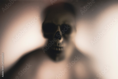 Εκτύπωση καμβά Shadow blur of horror skeleton. Halloween background.