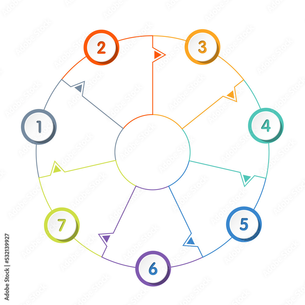 Basic circle infographic with 7 steps, process or options. Basic circle infographic with 7 steps, process or options.
