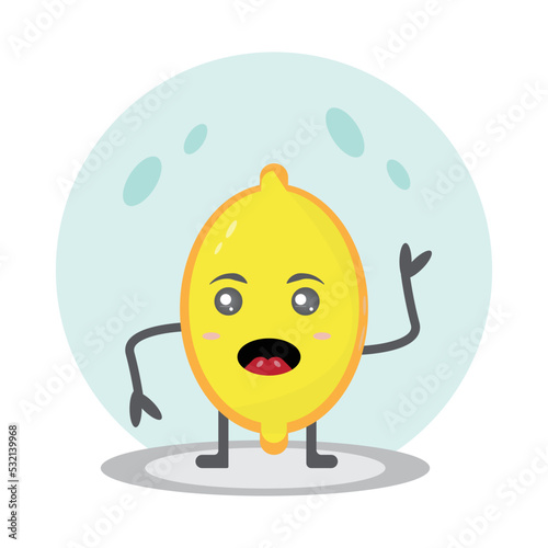 cute lemon cartoon character mascot vector illustration happy emotion