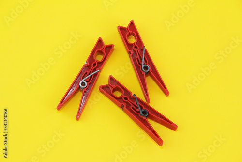 plastic clothespins for fastening washed clean laundry on a rope