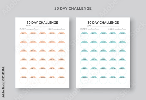 30 Days Challenge Planner Sheets with Goal, 30 Days Habit Tracker