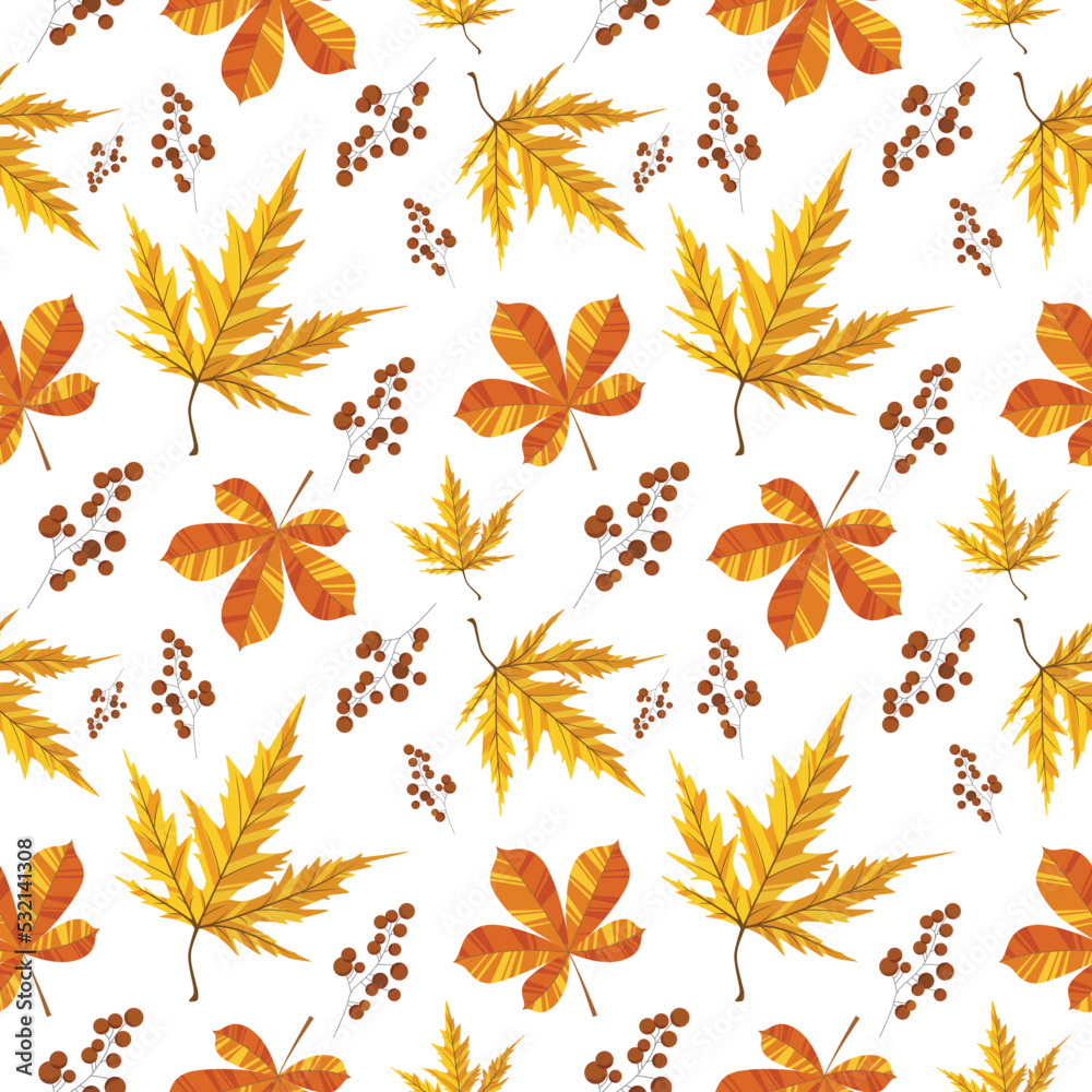 Seamless pattern with autumn leaves. Vector illustration.