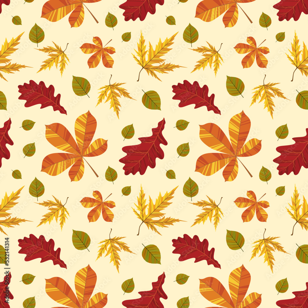 Seamless pattern with autumn leaves. Vector illustration. Seamless pattern with autumn leaves. Vector illustration.