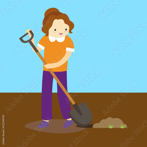 woman digging in the garden