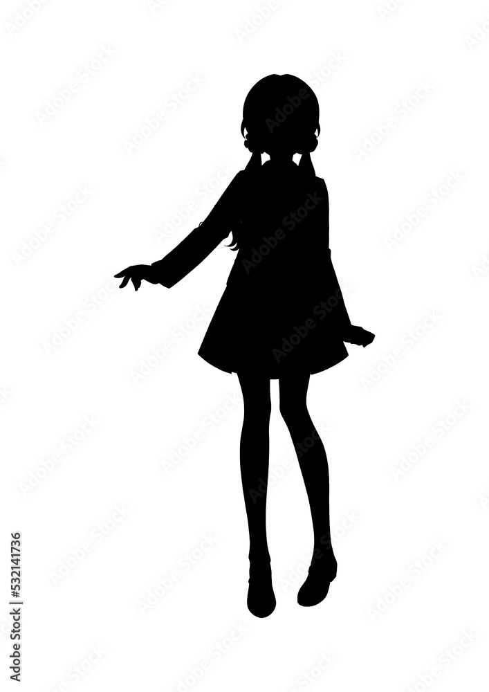 silhouette illustration of a girl in anime style silhouette illustration of a girl in anime style