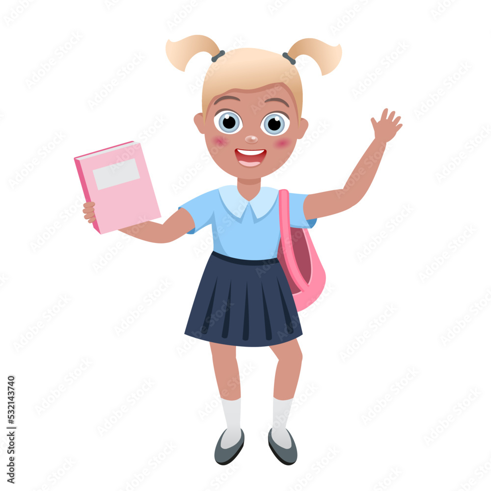 back to school and children education concept vector background. Happy schoolchildren with books and backpacks. Cute smiling kids in cartoon style. School uniform. Elementary education. School time back to school and children education concept vector background. Happy schoolchildren with books and backpacks. Cute smiling kids in cartoon style. School uniform. Elementary education. School time