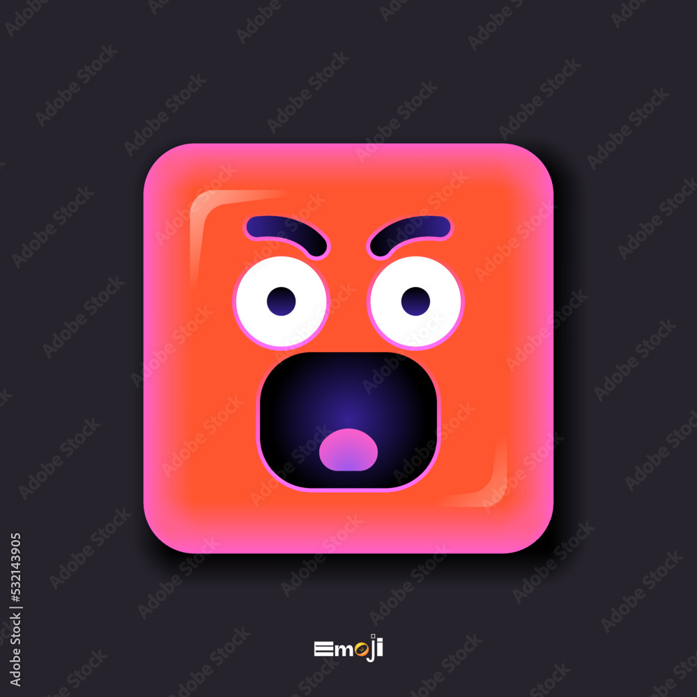 Square 3d Emoticon. Yellow Emoji faces emoticon smile, digital smiley expression emotion feelings, chat cartoon emotes. Vector illustration icon on yellow background Square 3d Emoticon. Yellow Emoji faces emoticon smile, digital smiley expression emotion feelings, chat cartoon emotes. Vector illustration icon on yellow background