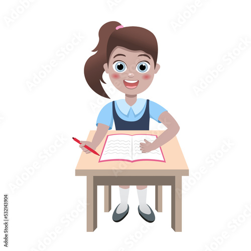 back to school and children education concept vector background. Happy schoolchildren with books and backpacks. Cute smiling kids in cartoon style. School uniform. Elementary education. School time